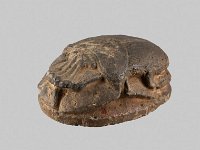 Aeg T 3  Aeg T 3, 19. Dyn. (Zeit Ramses II., 13. Jahrhundert v. Chr.) oder später, Skarabäus, Schwarz gefärbter Ton, L 8,2 cm, B 5,6 cm, H 4,0 cm : Bestandskatalog Ägypten, Museumsfoto: Claus Cordes